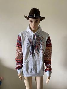 Venta al por mayor 2025 otoño estilo occidental azteca impreso gimnasio deportes sudaderas con capucha de talla grande de los hombres de manga larga de ganchillo sólido Suelto - Product Image 5