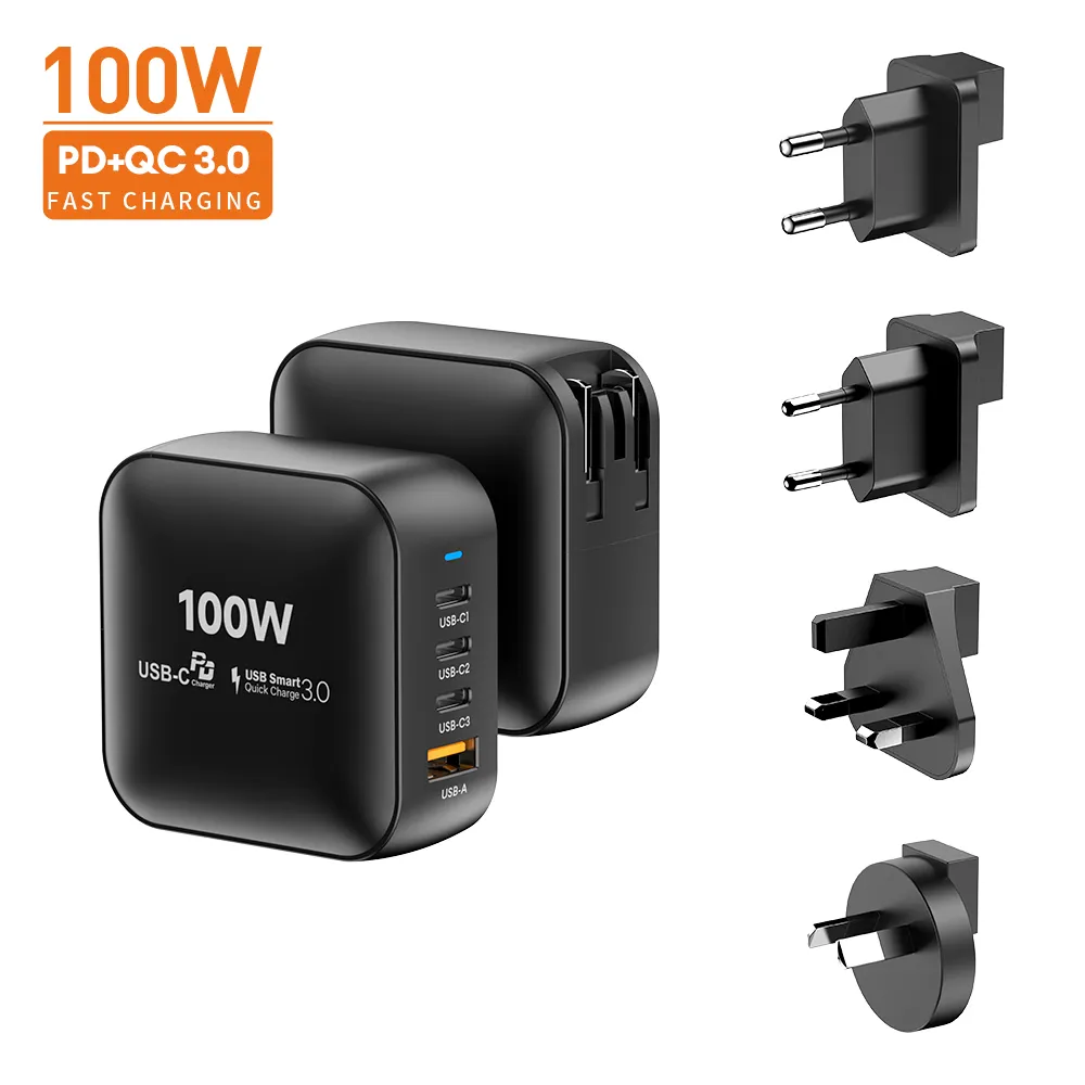 Chargeur Gan haute vitesse 100W type-c charge rapide 4 ports adaptateur de voyage USB-C Mini chargeur Super rapide pour téléphone portable MacBook