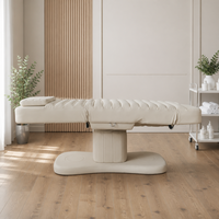Table de soin esthétique électrique à 3 moteurs en cuir PU avec couvercle de colonne amovible, appui-tête réglable en hauteur pour salon et spa