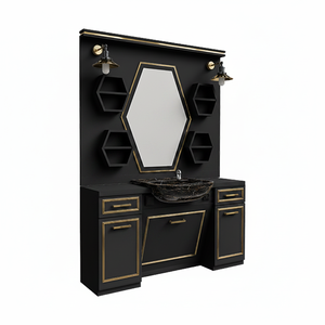 Muebles de salón con espejo de madera de diseño moderno de lujo, Unidad de peluquero de nuevo modelo con silla de pedicura para uso en exteriores - Product Image 2