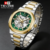 Montre squelette automatique pour homme TEVISE avec mouvement Dandong, montres mécaniques automatiques de luxe pour homme