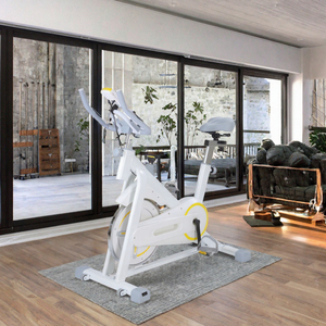 Bicicleta de Spinning Blanca de Acero para Interiores con Pantalla LCD, Resistencia Magnética, Asiento Ajustable para Gimnasio en Casa - Product Image 2