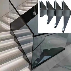Balustrades en verre sans cadre, balustrade sans joint, garde-corps en verre à fixation latérale, profilé en aluminium, balustrade murale en aluminium - Product Image 1