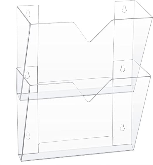 Wall Mount Acrylic File Holder Book Memo Document Magazine Organizer Transparent Pocket for File Display Showcase