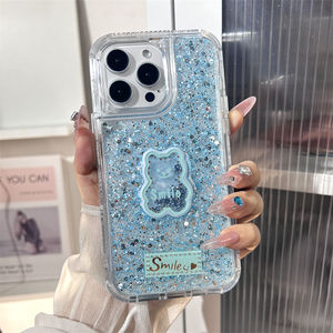 Design de mode Luxe Sourire Ours Impression Brillant Tpu 3 en 1 Couverture de Téléphone pour ZTE Blade V70 Max - Product Image 2