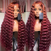 Perruques de cheveux naturels indiens ondulés profonds 13x6 de 40 pouces, perruques frontales en dentelle sans colle, perruques complètes en dentelle HD, perruques bouclées Remy en dentelle HD pour femmes noires