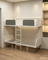 Lit superposé mural pliant moderne en fer MetalWay CC35, lit Murphy double couche avec barrière de sécurité et échelle, idéal pour appartement et motel
