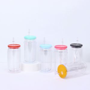 Gobelet Mason en plastique transparent à double paroi de 16 oz avec paille intégrée, idéal pour le camping et la salle de sport, écologique, de qualité alimentaire et robuste - Product Image 4