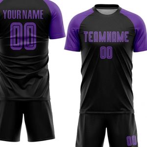 Nouveaux uniformes de football personnalisés noirs et violets, ensemble maillot et short, tenue de football performante pour l'entraînement en club, les matchs de ligue - Product Image 4