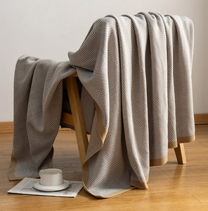 Couverture en tricot nordique écologique, <span class=keywords><strong>fine</strong></span> mais chaude, <span class=keywords><strong>couette</strong></span> de voyage, jeté géométrique portable, décoration de canapé d'hôtel, salle de bain - Product Image 4