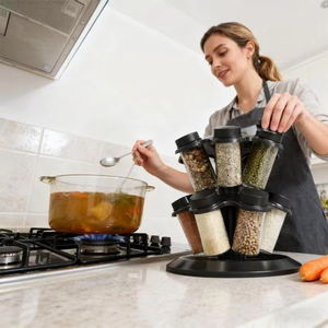 <b>Rotating</b> ABS+PP Eco-Friendly Plastic 12-Jar Leak Proof Food Grade Seasoning <b>Rack</b> & Storage Holder for Kitchen Pepper Shaker - Product Image 4