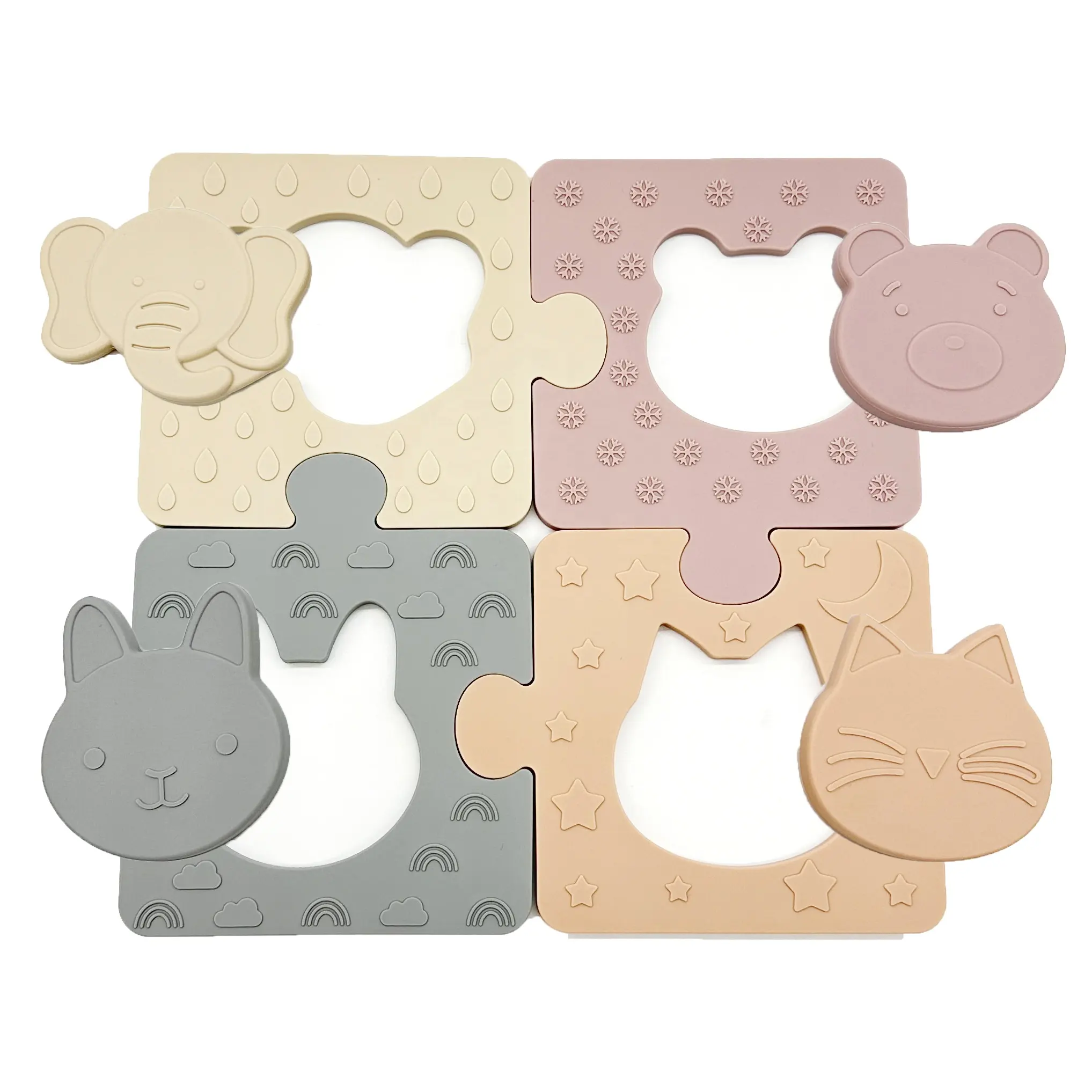 New Arrival Eco Friendly Silicone Puzzles Baby Soft Mesting Sorting Puzzle Play Set for Kids