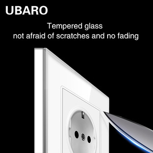 อูบาโร 86 ประเภทเต้ารับติดผนังมาตรฐานยุโรป 16A แผงกระจกนิรภัย เต้ารับทรงสี่เหลี่ยมสำหรับใช้ในครัวเรือน - Product Image 4