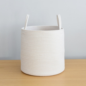 Clothing Organizer Round Cotton <b>Storage</b> <b>Basket</b> With Handles Portable Laundry <b>Basket</b> <b>For</b> Clothes Toys <b>Storage</b> - Product Image 3