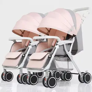En iyi satıcılar hafif ayarlanabilir çift puset bebek arabası katlanabilir bebek arabası ikiz