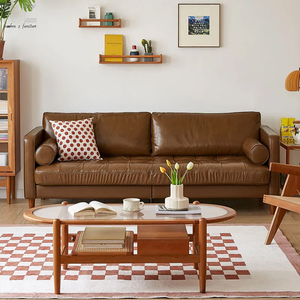 Sofá italiano de cuero de alta calidad, 3 asientos tapizados de cuero genuino, juego de sofá Seccional de esquina, <span class=keywords><strong>muebles</strong></span> de sala de estar - Product Image 1