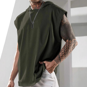 <span class=keywords><strong>Gilet</strong></span> de sport sans manches à <span class=keywords><strong>capuche</strong></span> pour <span class=keywords><strong>homme</strong></span>, ample, sportif, en polyester uni - Product Image 4