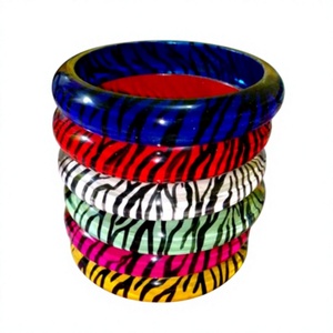 Ensemble de bracelets vintage en résine acrylique géométrique, noir et blanc, à pois et rayés, bijoux fantaisie faits à la main, unisexes, pour femme - Product Image 2