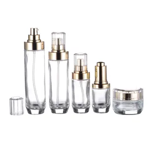 30ml 40ml 100ml 120ml Glass lotion bottle personal care cosmetic bottle and jar set for lotion serum cream packing