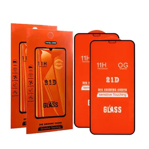 Professional 21d mobile phone Tempered Glass screen protector For 12 13 14 Pro max 21d Screen Protector Guard For Redmi Note 8