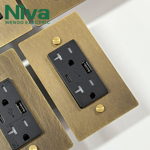 American Standard Vintage Brass Sockets OEM <strong>Wall</strong> <strong>Light</strong> <strong>Switches</strong> Solid Brass Panel US Style Home Socket <strong>with</strong> UBS Type-c Port - Product Image 3