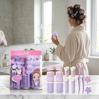 Set de Rulos para el Cabello con Pinzas de Flores y Diadema de Felpa Suave, Herramientas de Peinado DIY para el Hogar, Maquillaje y Estilismo