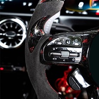 Setir Mobil Modifikasi LED Serat Karbon Forged, Setir Perahu Tiup, Setir untuk Mercedes-Benz Cla45S