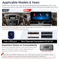 Radio para Auto XTRONS de 12.3" con Android 13, 64GB, GPS, Carplay, Android Auto, 4G LTE, Pantalla para Mercedes Benz ML W166 GL X166 2012-2015