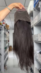 Parrucca Brasiliana <span class=keywords><strong>Afro</strong></span> Riccioli Lunghi in Pizzo Completo, Misura Piccola, Densità 130%, Capelli Umani con Frangia, Decolorata, Senza Colla - Product Image 3