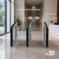 Lecteur de cartes de contrôle d'accès, portique rapide, scanner de codes QR, reconnaissance faciale, en acier inoxydable 304 brossé, IP52, anti-collision, pour bureau