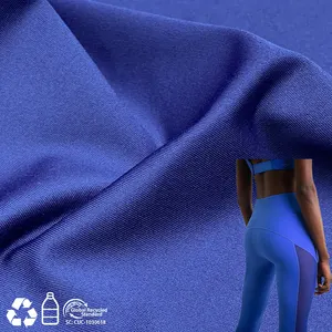 Eco friendly reciclado grueso 350g spandex pantalones de yoga tela de alta elasticidad para ropa deportiva