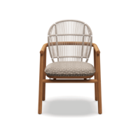 Ensemble de canapés de patio haut de gamme en bois massif, style yacht, avec coussins confortables, fauteuil de jardin à dossier bas, design en corde pour parc