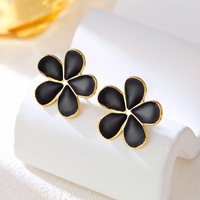 Anting Liontin Bunga Stainless Steel Manis dan Berwarna-warni, Anting Enamel Multiwarna untuk Wanita, Cocok untuk Dipakai Sehari-hari