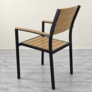 Ll's Modern Outdoor <span class=keywords><strong>Aluminium</strong></span> Metal Empilable Dining Bistro Contreplaqué Coffee Imitative Wood Furniture for Garden Park Villa Bedroom - Product Image 2