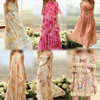Robes en mousseline florales pour femmes, été, épaules dénudées, volants, manches longues, robe maxi décontractée, légère, élégante, style tendance
