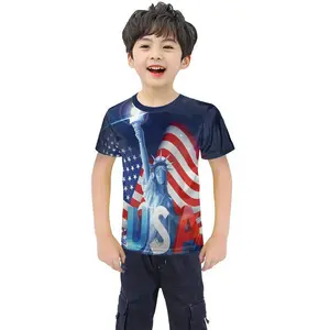 เสื้อยืดพิมพ์ลายธงชาติอเมริกา,เสื้อยืดลายนกอินทรีหัวล้านสำหรับเด็กเสื้อผ้าเด็กผู้ชาย