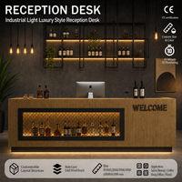 Comptoir de réception en bois de style industriel avec éclairage LED, bureau double face pour café, restaurant, boîte de nuit et salle de sport, personnalisable