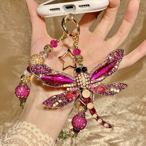 Llavero de Aleación Brillante de Lujo con Libélula y Estrella - Colgante Vibrante Rosa Dorado para Teléfono/Llavero - Regalo Glamuroso para Mujeres - Product Image 3