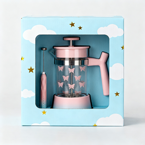 Cafetera de <span class=keywords><strong>prensa</strong></span> <span class=keywords><strong>francesa</strong></span> negra de vidrio de borosilicato de alto calor de 350ML y 12oz para té y <span class=keywords><strong>leche</strong></span> espumada - Product Image 5