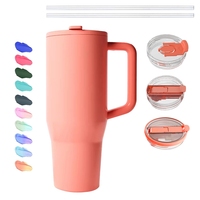 Gobelet isotherme réutilisable personnalisé de 40 oz avec poignée et paille rabattable, tasse isotherme anti-fuite, bouteille d'eau isolée