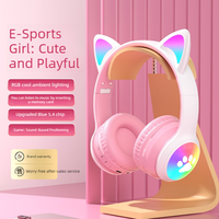 VALORA Vh19 Écouteurs Gaming Pliables pour Enfants avec Oreilles de Chat, Éclairage RGB, Haute Qualité, Double Mode Filaire + Sans Fil, Sport et Voyage