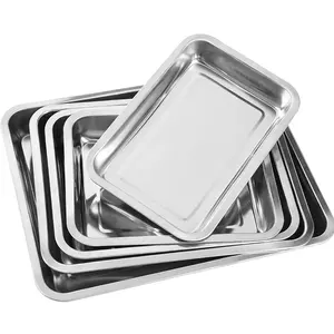 High Quality Stainless Steel Serving Trays Rectangular Wholesale Food Tray
