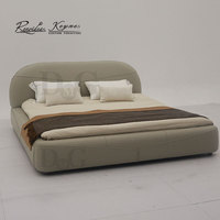 Lit rembourré de luxe en cuir, lit plateforme taille Queen avec tête de lit capitonnée pour chambre principale