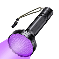 Lampe torche UV portable QXMOVING avec logo personnalisé, en alliage d'aluminium, piles AA, 128 LED, 395 nm, haute puissance 20 W, lampe ultraviolette