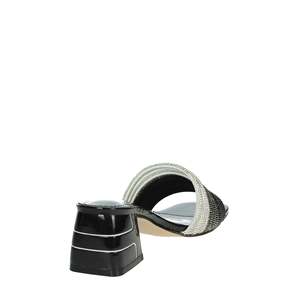 Laura Biagiotti Women's 9037 Heeled Slipper Black Patent Rhinestone Strap Mule <b>Sandal</b> - Product Image 3