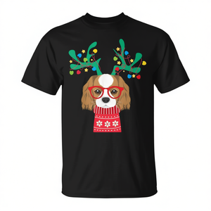 T-shirt de Noël Cavalier King Charles Spaniel avec motif de bois de renne et de pull - Product Image 2
