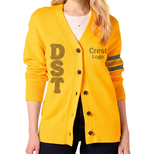 Nuevo Diseño, Cárdigan Personalizado para Mujer, Antiarrugas, Transpirable, Cuello en V, Doble Botonadura, 12GG, Colores Cálidos de Invierno, Varias Tallas - Product Image 1