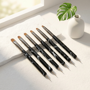 Lot de 6 stylos à double embout pour nail art, pinceaux à gel ronds pour salon de manucure et peinture - Product Image 1