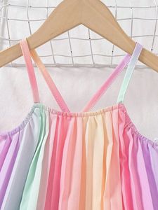 4-7Y abbigliamento estivo per <span class=keywords><strong>bambina</strong></span> bretelle colorate plissettate <span class=keywords><strong>pantaloni</strong></span> larghi 2 pezzi vestiti per bambini - Product Image 6