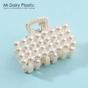 SL0068 4cm OEM ODM wholesale price small mini custom color Korean style pearl rectangular women girls plastic hair claws clips h